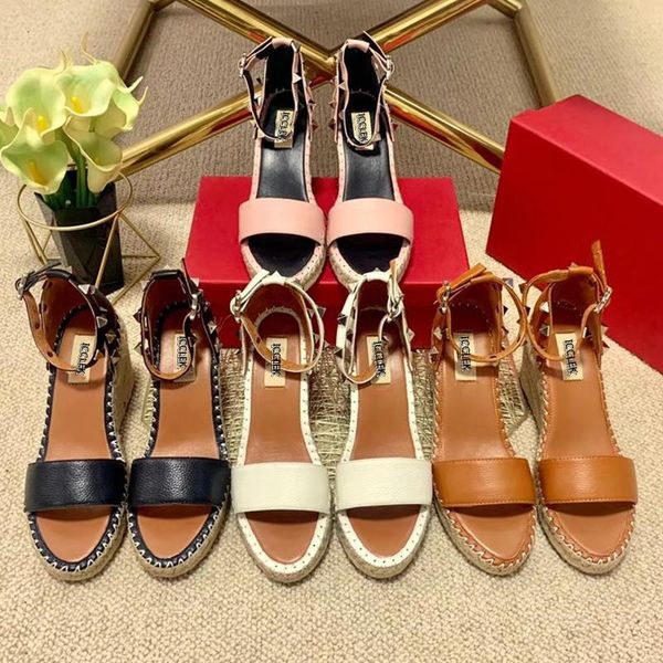dress shoes 2021 fashion womens rockstuds wedge espadrille sandal summer peep toe high platform leather slipper, Black
dress shoes 2021 fashion womens rockstuds wedge espadrille sandal summer peep toe high platform leather slipper, Black