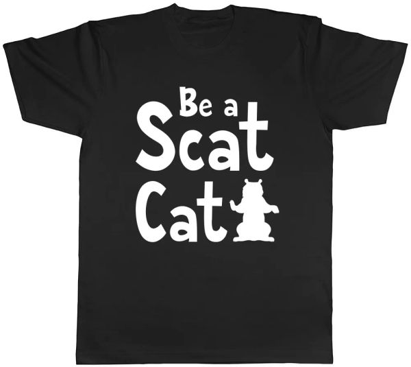 be a scat cat mens womens ladies t-shirt, White;black 
be a scat cat mens womens ladies t-shirt, White;black