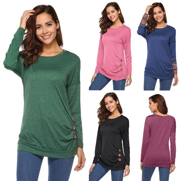 autumn cross-border european and american women's clothing plus size source round neck raglan long sleeve button-decorated shirt t-shir, White
autumn cross-border european and american women's clothing plus size source round neck raglan long sleeve button-decorated shirt t-shir, White