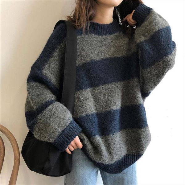 striped knitted pullover women sweater vintage loose streetwear autumn winter casual color block jumper sweaters sueter feminino, White;black
striped knitted pullover women sweater vintage loose streetwear autumn winter casual color block jumper sweaters sueter feminino, White;black