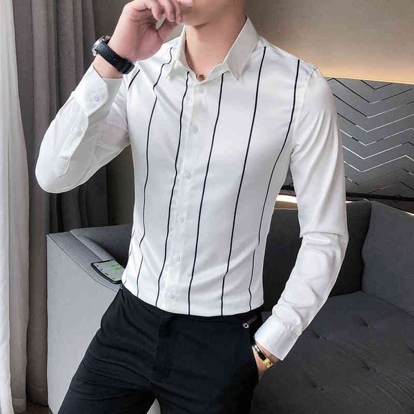 t shirts autumn male shirt dressed in long sleeve 2021 formal wear striped for men's clothing simple fine tuning business blouses r4tc, White;black
t shirts autumn male shirt dressed in long sleeve 2021 formal wear striped for men's clothing simple fine tuning business blouses r4tc, White;black
