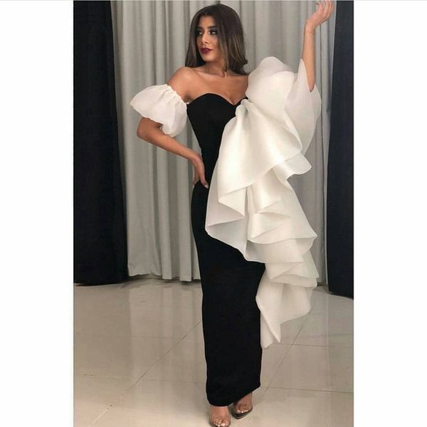 black muslim evening dresses sheath sweetheart ruffles dubai saudi arabic long gowns prom, Black;red
black muslim evening dresses sheath sweetheart ruffles dubai saudi arabic long gowns prom, Black;red