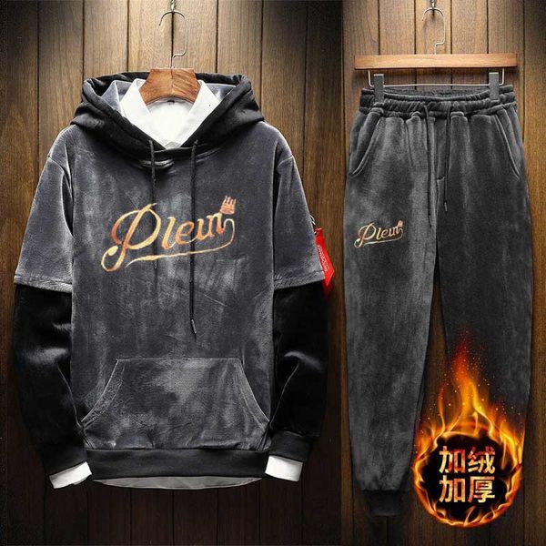 men's tracksuits male casual velvet man complete hoodies gym sport sweaters jacket print outfit e38 90sw, Gray
men's tracksuits male casual velvet man complete hoodies gym sport sweaters jacket print outfit e38 90sw, Gray