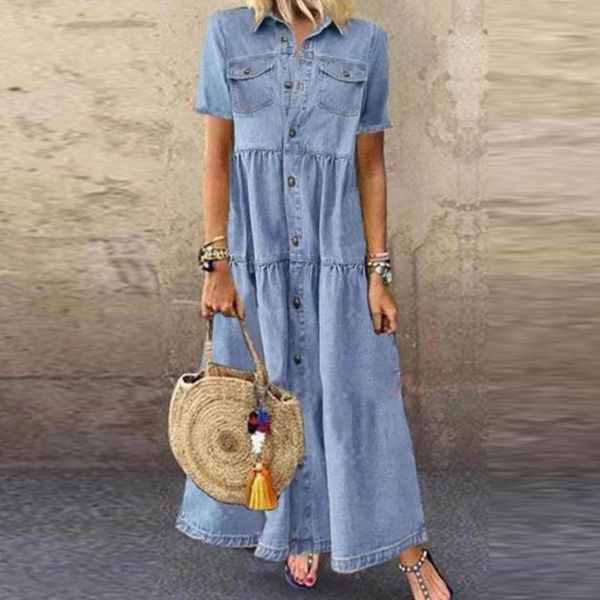casual dresses summer women long dress plus size short sleeve v neck elegant for clothing vestidos mujer verano 2021, Black;gray
casual dresses summer women long dress plus size short sleeve v neck elegant for clothing vestidos mujer verano 2021, Black;gray