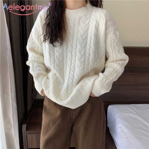 aelegantmis vintage knitted twist pullover women loose solid korean chic sweater thick warm o neck casual white jumpers female 210607, White;black
aelegantmis vintage knitted twist pullover women loose solid korean chic sweater thick warm o neck casual white jumpers female 210607, White;black