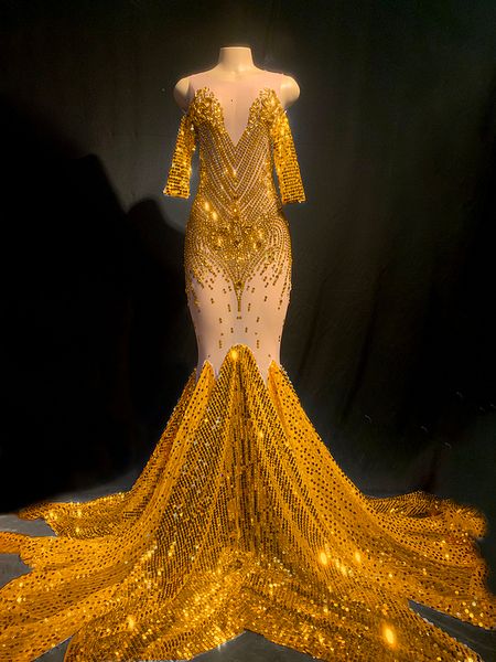 dress dhl celebrity gold shining mesh beading trumpet long dress bodycon party dancer costume, Black;gray
dress dhl celebrity gold shining mesh beading trumpet long dress bodycon party dancer costume, Black;gray