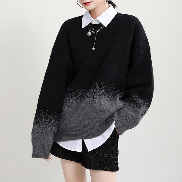 women's sweaters johnature 2021 women gradient winter fashion all match loose pullover o-neck 2 colors female sweater, White;black
women's sweaters johnature 2021 women gradient winter fashion all match loose pullover o-neck 2 colors female sweater, White;black