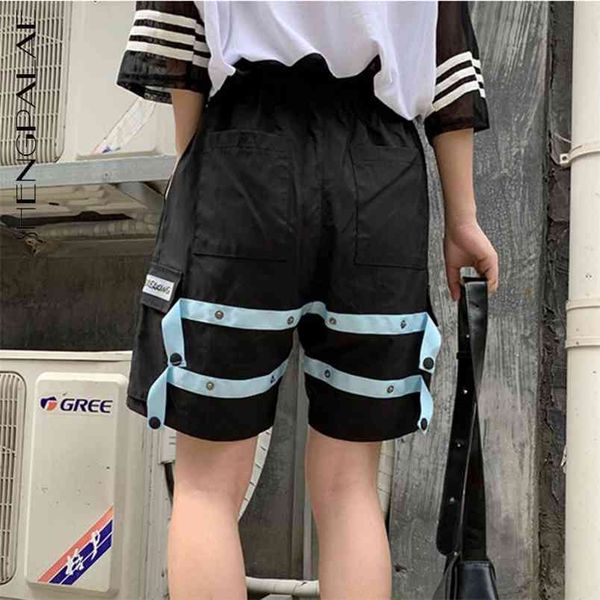 black spliced bandage shorts women's summer drawstring high waist loose stright cargo short pants female 210427, White;black
black spliced bandage shorts women's summer drawstring high waist loose stright cargo short pants female 210427, White;black