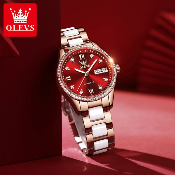 olevs dames fashion red clock ladies luxury fire mechanical ceramic relogio feminino montre femme, Slivery;brown
olevs dames fashion red clock ladies luxury fire mechanical ceramic relogio feminino montre femme, Slivery;brown