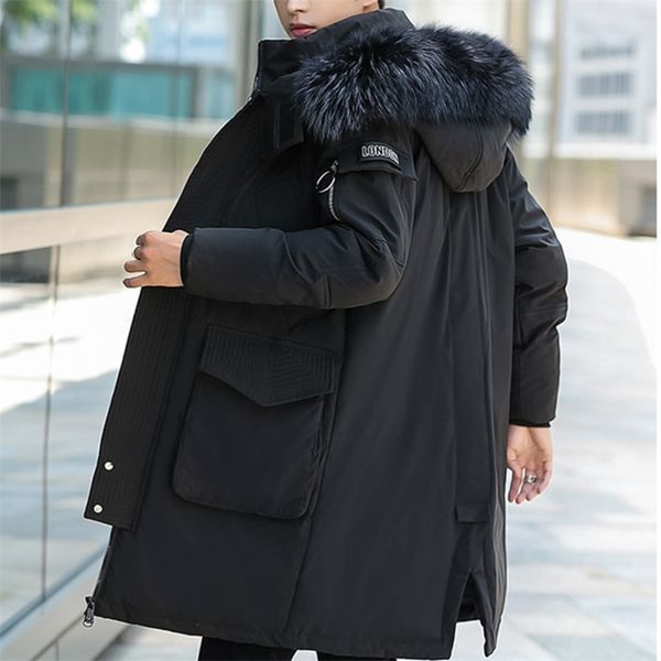 winter fake fur collar hooded warm down jackets men 60% white duck down pockets thicken overcoat fashion long coats clothes 211110, Black
winter fake fur collar hooded warm down jackets men 60% white duck down pockets thicken overcoat fashion long coats clothes 211110, Black