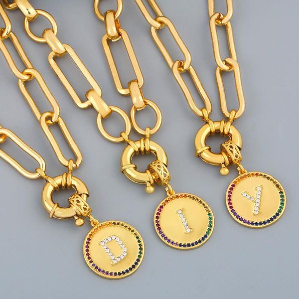 pendant necklaces ins hip hop thick chain round brand 26 letters necklace clavicle short for men and women, Silver
pendant necklaces ins hip hop thick chain round brand 26 letters necklace clavicle short for men and women, Silver