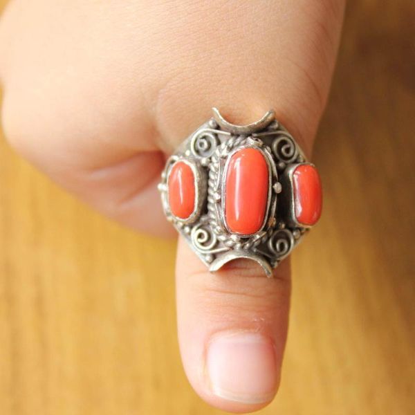 cluster rings sl054 vintage nepal 925 sterling silver inlaid red coral ring adjustable thumb ethnic tibetan jewelry, Golden;silver
cluster rings sl054 vintage nepal 925 sterling silver inlaid red coral ring adjustable thumb ethnic tibetan jewelry, Golden;silver