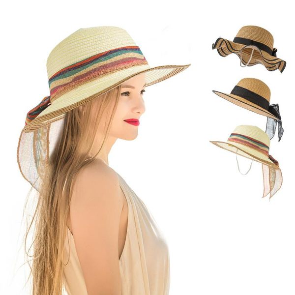 wide brim hats summer bow straw hat women big along the beach floral fisherman's sun sunscreen uv resistant panama cap, Blue;gray
wide brim hats summer bow straw hat women big along the beach floral fisherman's sun sunscreen uv resistant panama cap, Blue;gray