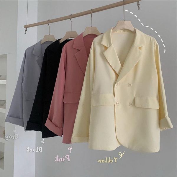 pink casual all-match suit jacket women's drape summer thin temperament small suits & blazers, White;black
pink casual all-match suit jacket women's drape summer thin temperament small suits & blazers, White;black