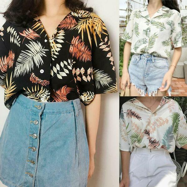 women's t-shirt us summer womens floral hawaiian blouse ladies short sleeve beach, White
women's t-shirt us summer womens floral hawaiian blouse ladies short sleeve beach, White