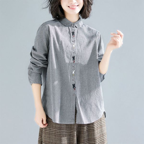 women's blouses & shirts autumn arts style women long sleeve loose casual cartoon embroidery cotton linen plaid big size m568 bi99, White
women's blouses & shirts autumn arts style women long sleeve loose casual cartoon embroidery cotton linen plaid big size m568 bi99, White