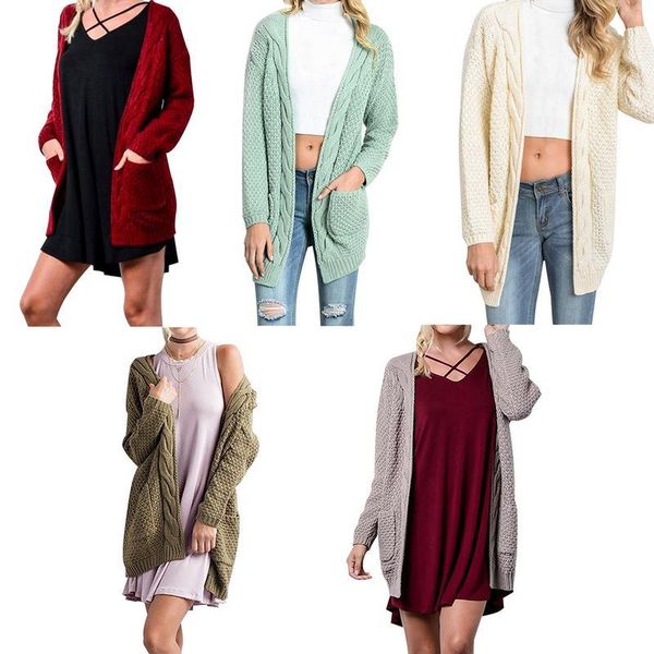 women's sweaters 2021 autumn and winter style long large size solid color with pocket sweater female twist knit cardigan for women, White;black
women's sweaters 2021 autumn and winter style long large size solid color with pocket sweater female twist knit cardigan for women, White;black