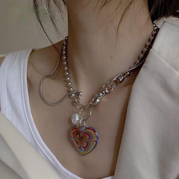 pendant necklaces vintage punk choker female color coloured glaze big heart necklace pearl clavicle chain for hip hop women jewelry gifts, Silver
pendant necklaces vintage punk choker female color coloured glaze big heart necklace pearl clavicle chain for hip hop women jewelry gifts, Silver