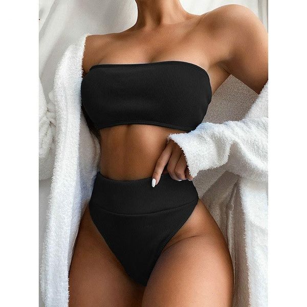 women's swimwear high waist bikinis bandeau swimsuits women black strapless biquini cut bathing suit 2021 beachwear, White;black
women's swimwear high waist bikinis bandeau swimsuits women black strapless biquini cut bathing suit 2021 beachwear, White;black