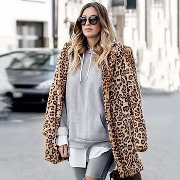 women's fur & faux women winter long coat fashion leopard print notched collar sleeve jacket female warm fluffy outerwear 2021, Black
women's fur & faux women winter long coat fashion leopard print notched collar sleeve jacket female warm fluffy outerwear 2021, Black