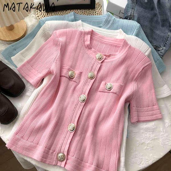 matakawa elegant single-breasted woman tshirts short-sleeved knitted cardigan women's summer tshirt korean short coat 210513, White
matakawa elegant single-breasted woman tshirts short-sleeved knitted cardigan women's summer tshirt korean short coat 210513, White