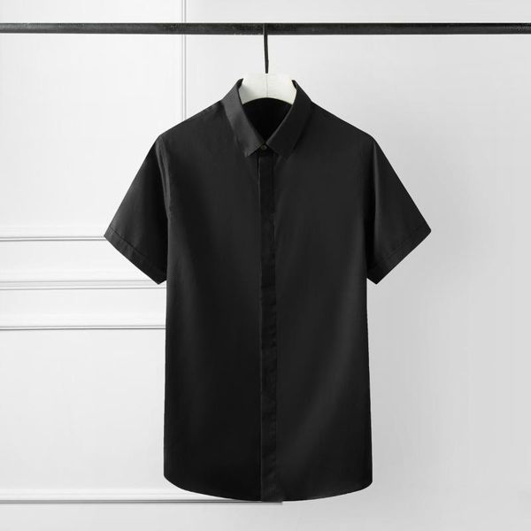 men's casual shirts mens luxury solid color short sleeve men camisa masculina plus size slim fit man shrits, White;black
men's casual shirts mens luxury solid color short sleeve men camisa masculina plus size slim fit man shrits, White;black