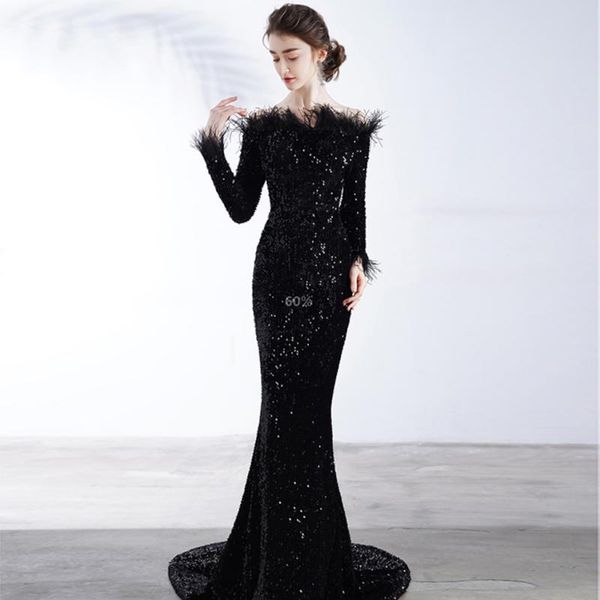 casual dresses adyce 2021 summer women black feathers maxi dress off shoulder long sleeve sequins celebrity club evening party, Black;gray
casual dresses adyce 2021 summer women black feathers maxi dress off shoulder long sleeve sequins celebrity club evening party, Black;gray