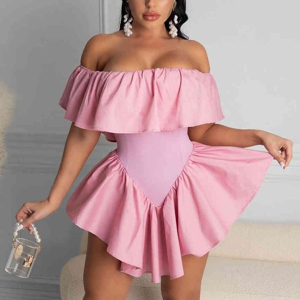 two piece dress women off shoulder mini clubwear night date out ruffles pleated summer spring evenig pink blue backless slim, White
two piece dress women off shoulder mini clubwear night date out ruffles pleated summer spring evenig pink blue backless slim, White