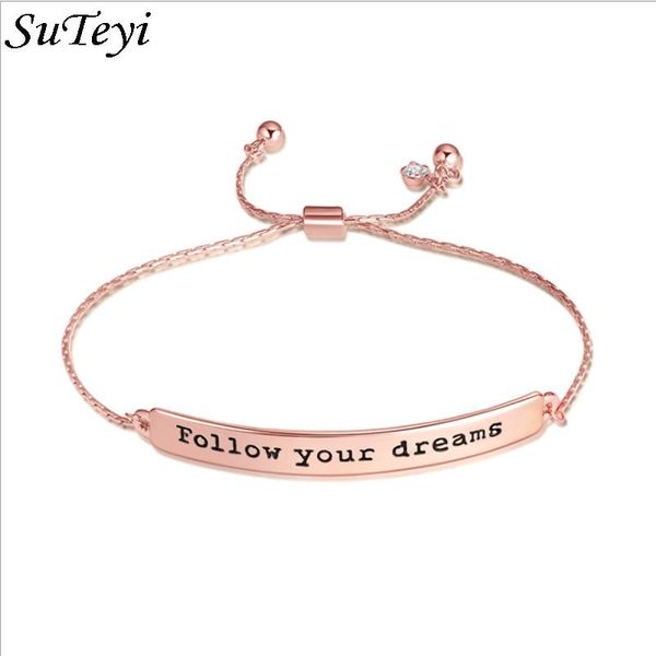 link, chain suteyi personalized delicate bracelet follow your dream sliver gold rose engraved letters for women jewelry gift, Black
link, chain suteyi personalized delicate bracelet follow your dream sliver gold rose engraved letters for women jewelry gift, Black