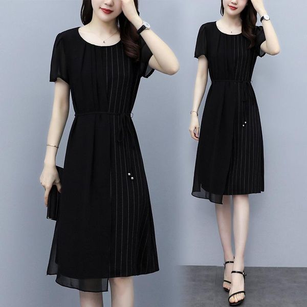 plus size dresses fashion short sleeve patchwork women's dress o-neck stripe casual clothes female office lady chiffon fake two ladies, Black
plus size dresses fashion short sleeve patchwork women's dress o-neck stripe casual clothes female office lady chiffon fake two ladies, Black