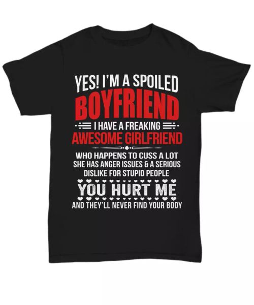 i'm a spoiled boyfriend t-shirt men from awesom girlfriend tee gift funny love, White;black
i'm a spoiled boyfriend t-shirt men from awesom girlfriend tee gift funny love, White;black