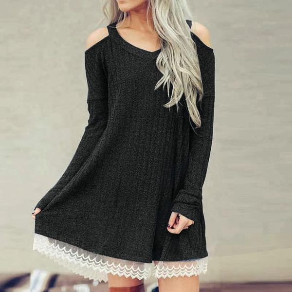 casual dresses autumn and winter knitted dress women solid v-neck lace splice long sleeve strapless fashion mini, Black;gray
casual dresses autumn and winter knitted dress women solid v-neck lace splice long sleeve strapless fashion mini, Black;gray