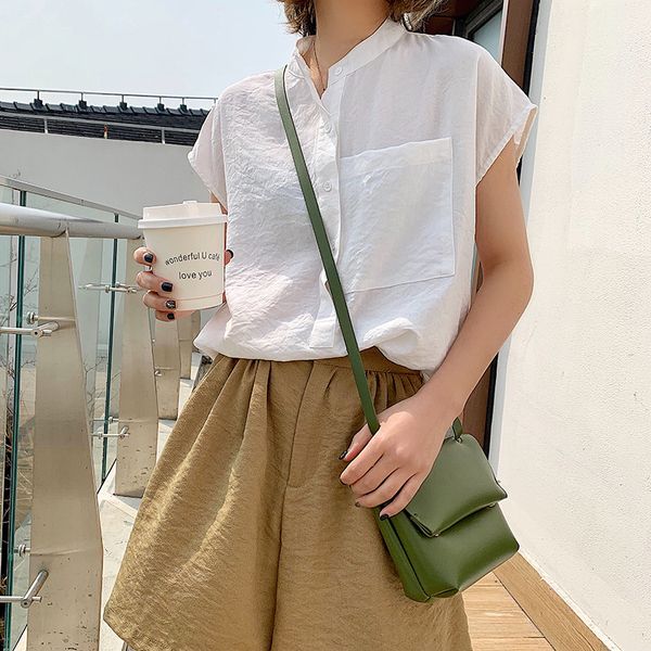 johnature simple summer women shirt loose comfortable solid color sleeveless stand collar pockets cotton linen 210521, White
johnature simple summer women shirt loose comfortable solid color sleeveless stand collar pockets cotton linen 210521, White