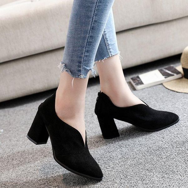 dress shoes women pumps spring high square heel pointed toe fashion v mouth deep casual female daily and work, Black
dress shoes women pumps spring high square heel pointed toe fashion v mouth deep casual female daily and work, Black
