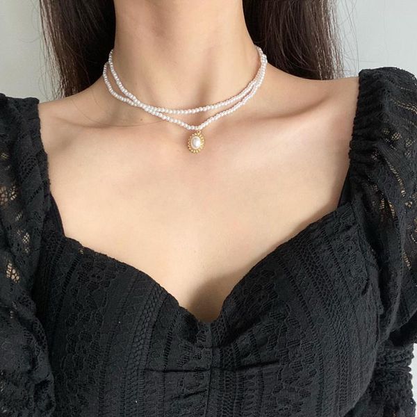 chains french style temperament sweet pearl necklace fashion trendy personality double layer oval pendant clavicle chain, Silver
chains french style temperament sweet pearl necklace fashion trendy personality double layer oval pendant clavicle chain, Silver