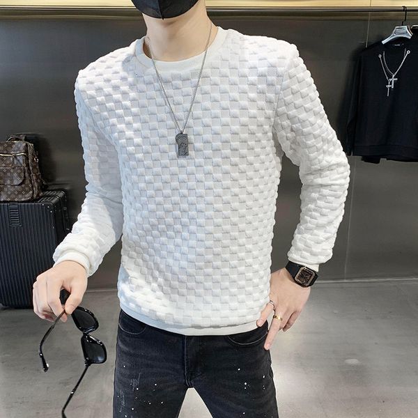 men's polos round neck t-shirt, plaid vintage underwear, long sleeve tight autumn coat, White;black
men's polos round neck t-shirt, plaid vintage underwear, long sleeve tight autumn coat, White;black