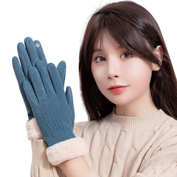 five fingers gloves women touch screen faux suede winter double layer furry mittens warm snowflake outdoor fashionable lady driving, Blue;gray
five fingers gloves women touch screen faux suede winter double layer furry mittens warm snowflake outdoor fashionable lady driving, Blue;gray