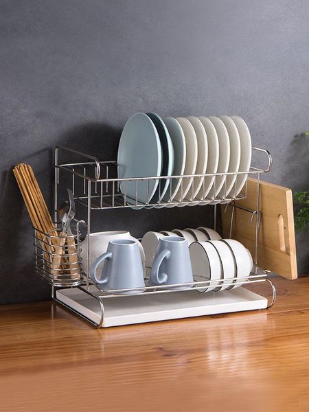 kitchen storage & organization 304 stainless steel dish rack table double-layer draining control tableware
kitchen storage & organization 304 stainless steel dish rack table double-layer draining control tableware
