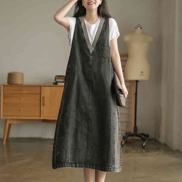johnature women denim pullover dresses loose patchwork pockets v-neck summer casual pocket a-line tank dresses 210521, Black;gray
johnature women denim pullover dresses loose patchwork pockets v-neck summer casual pocket a-line tank dresses 210521, Black;gray