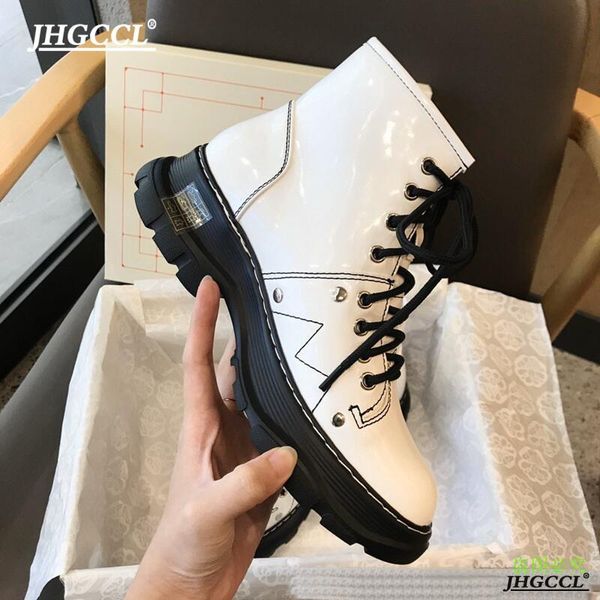 boots brand designer's four-color ms calf leather tread pattern thick soles round head lace-up ankle a12, Black
boots brand designer's four-color ms calf leather tread pattern thick soles round head lace-up ankle a12, Black