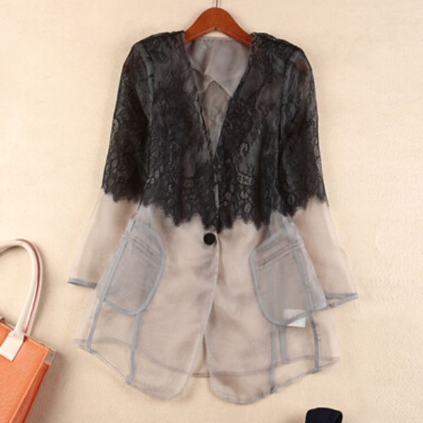 spring women's coat v-neck fashion thin lace stitching lapel one button three-quarter sleeve blazer women qb810 210510, White;black
spring women's coat v-neck fashion thin lace stitching lapel one button three-quarter sleeve blazer women qb810 210510, White;black
