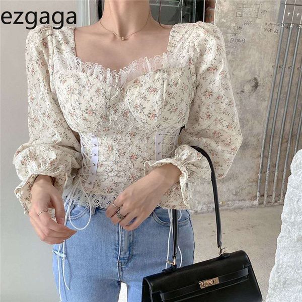 ezgaga lace patchwork square collar floral blouse women flare long sleeve korean fashion chic bandage shirts ladies slim elegant 210430, White
ezgaga lace patchwork square collar floral blouse women flare long sleeve korean fashion chic bandage shirts ladies slim elegant 210430, White