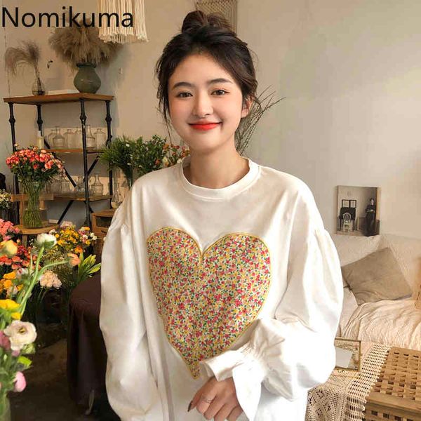 nomikuma long sleeve t shirts women o neck floral printed love heart pattern loose tshirts casual vintage camisetas mujer 210514, White
nomikuma long sleeve t shirts women o neck floral printed love heart pattern loose tshirts casual vintage camisetas mujer 210514, White