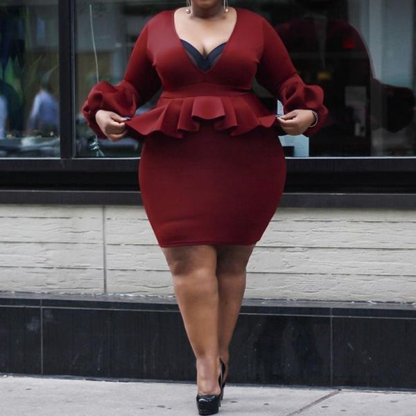 casual dresses autumn puff long sleeve ruffles bodycon plus size peplum v neck high waist african ladies evening party club short dress, Black;gray
casual dresses autumn puff long sleeve ruffles bodycon plus size peplum v neck high waist african ladies evening party club short dress, Black;gray
