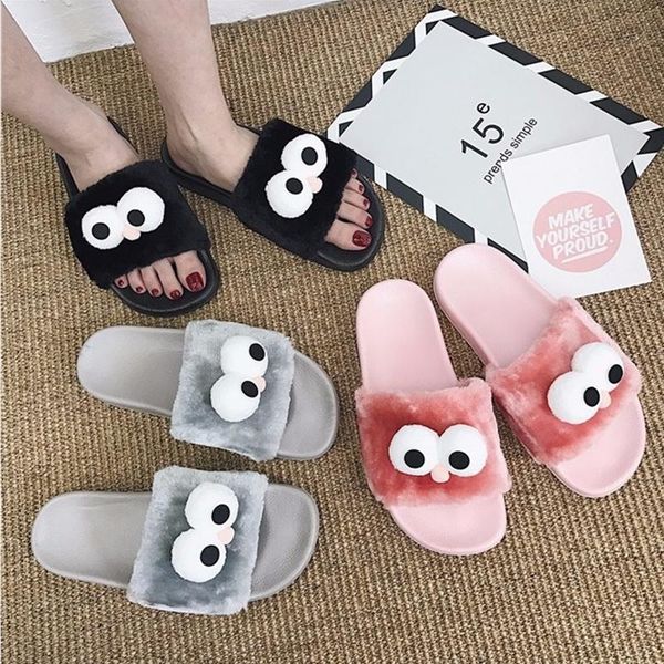 slippers cute cartoon indoor women fur comfortable pvc ladies fluffy open-toe bedroom girls shoes eyes slides, Black
slippers cute cartoon indoor women fur comfortable pvc ladies fluffy open-toe bedroom girls shoes eyes slides, Black