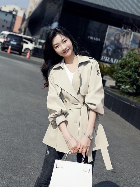 women's trench coats windbreaker short 2021 spring autumn korean loose temperament gentle wind coat, Tan;black
women's trench coats windbreaker short 2021 spring autumn korean loose temperament gentle wind coat, Tan;black