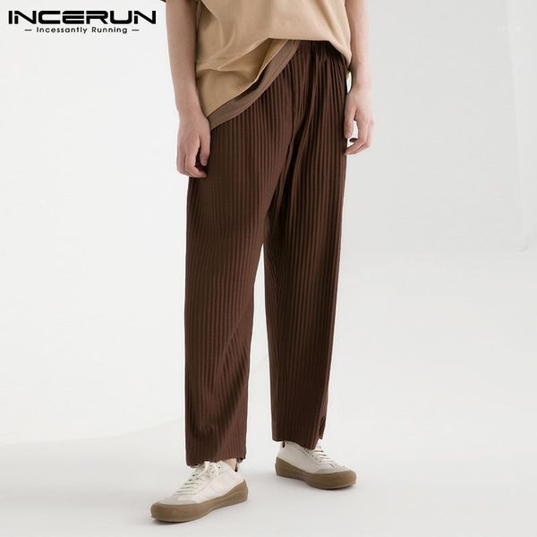 men's pants incerun men casual joggers elastic waist 2021 loose straight trousers folds solid color streetwear pantalones hombre s-5xl, Black 
men's pants incerun men casual joggers elastic waist 2021 loose straight trousers folds solid color streetwear pantalones hombre s-5xl, Black