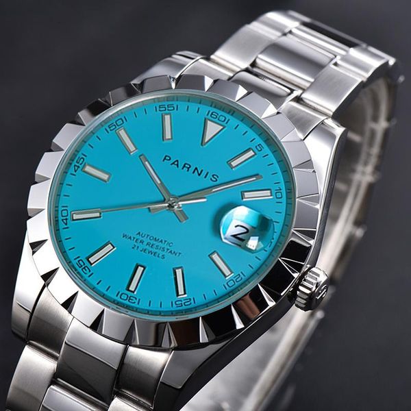 39.5mm blue dial sapphire crystal 21 jewels miyota automatic men watches auto date polished middle strap wristwatches, Slivery;brown
39.5mm blue dial sapphire crystal 21 jewels miyota automatic men watches auto date polished middle strap wristwatches, Slivery;brown