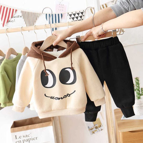 2021 kids clothes winter children thicken clothing suit for baby boys long sleeve velvet hoddies t-shirt +pants cotton 3-8y sets, White
2021 kids clothes winter children thicken clothing suit for baby boys long sleeve velvet hoddies t-shirt +pants cotton 3-8y sets, White