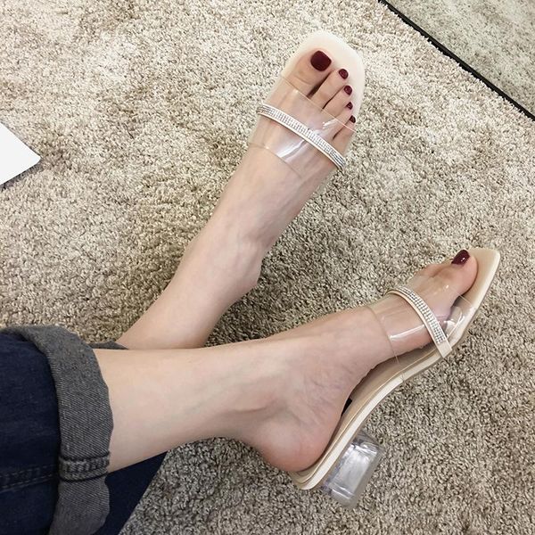 women's shoes slippers outdoor 2021 summer fashion thick heel rhinestone transparent, Black
women's shoes slippers outdoor 2021 summer fashion thick heel rhinestone transparent, Black